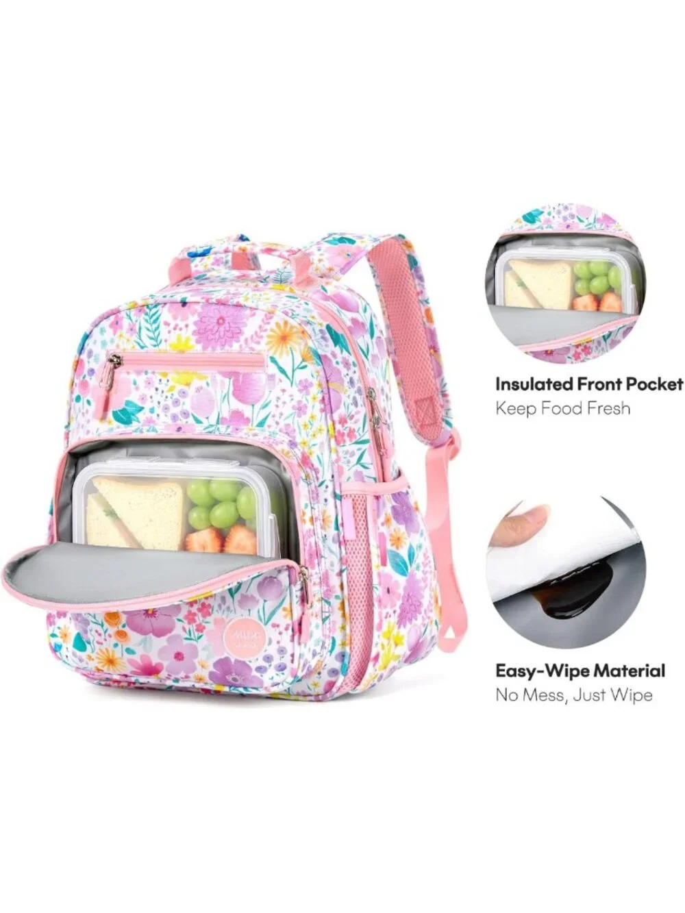 Flower Pink Kids Backpack for Girls 5-8 - Stylish School Bookbag for